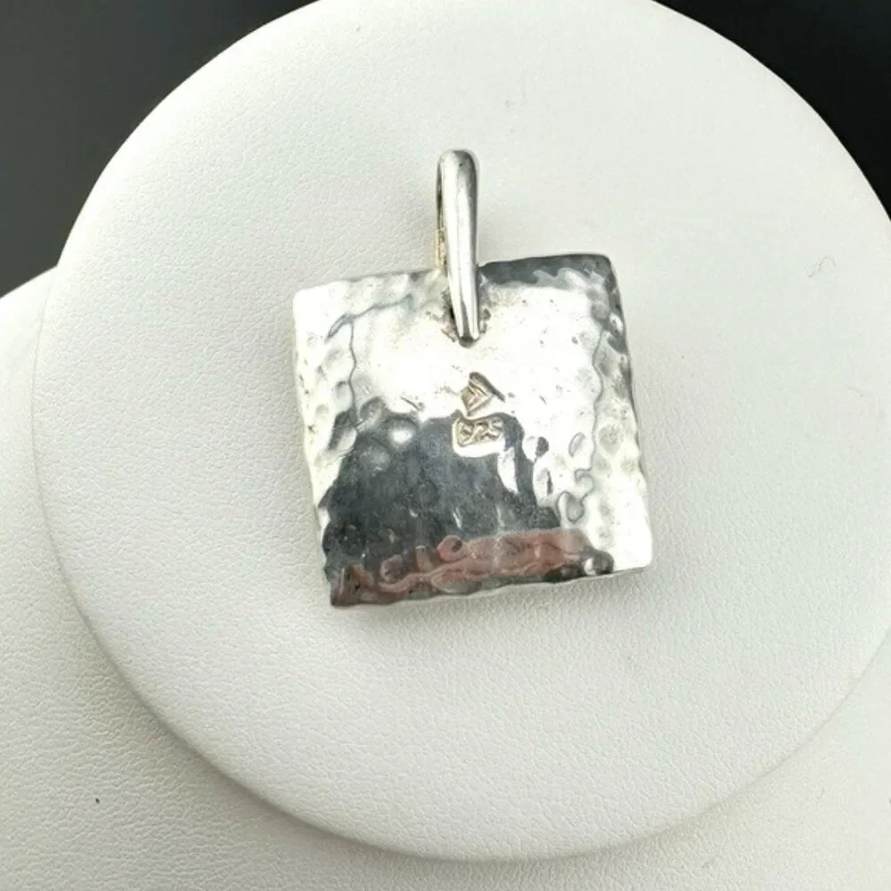 Silpada Hammered Puffy Square Pendant S1118 - Picture 3 of 5